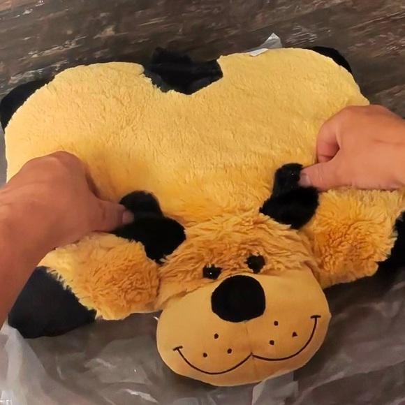 Plush Dog Toy Kids Pillow- Yellow and Black - Picture 5 of 7